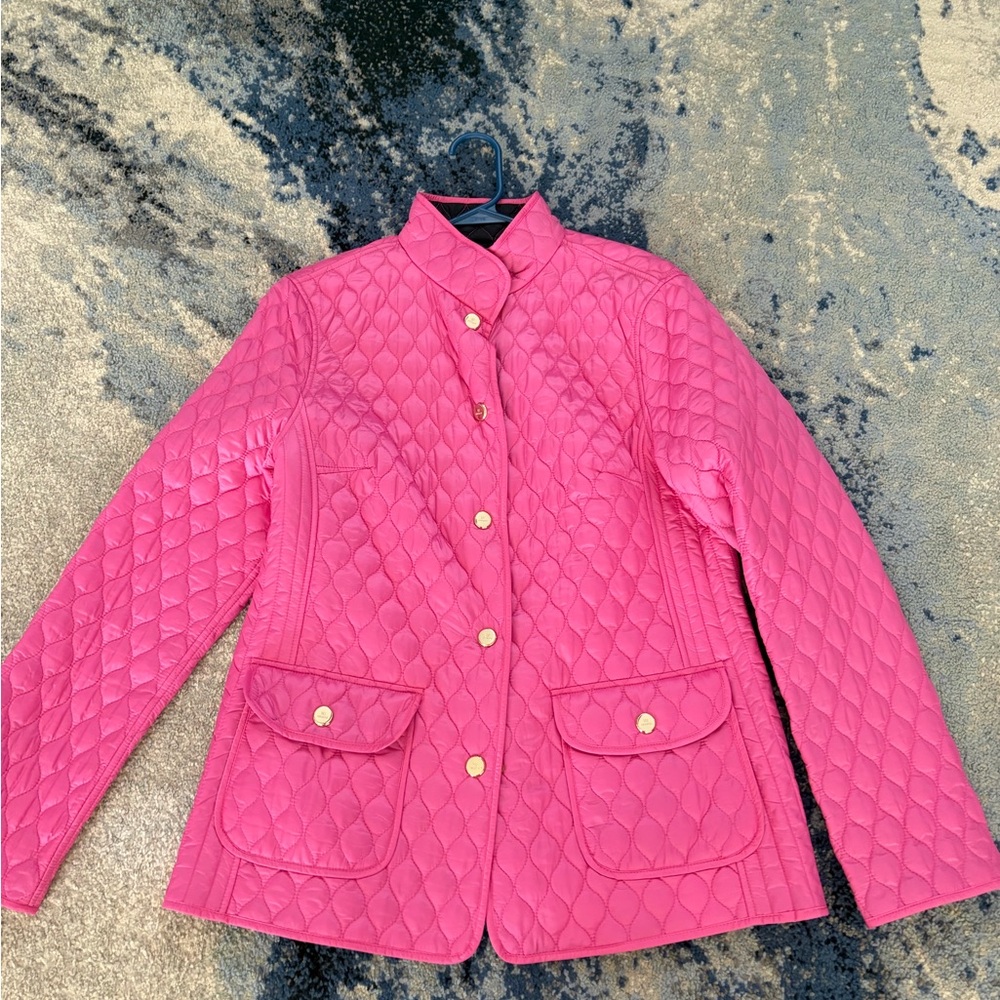 Preowned BASLER JACKET REVERSIBLE QUILTED LIGHTWEIGHT pink and black  Size 38